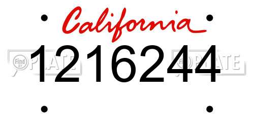 1216244 California License Plate