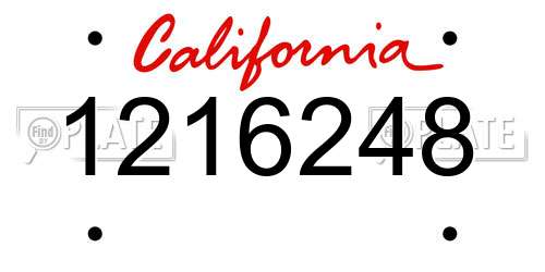1216248 California License Plate
