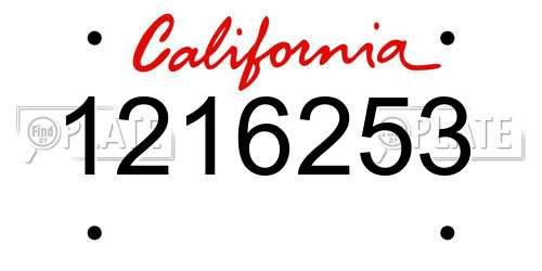 1216253 California License Plate