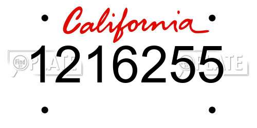1216255 California License Plate