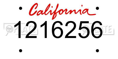 1216256 California License Plate