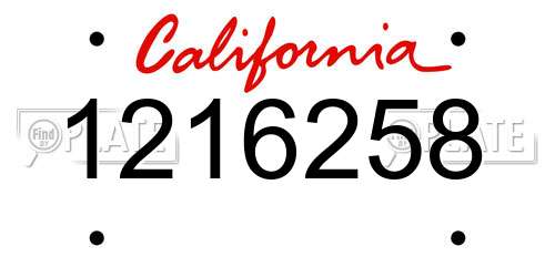 1216258 California License Plate