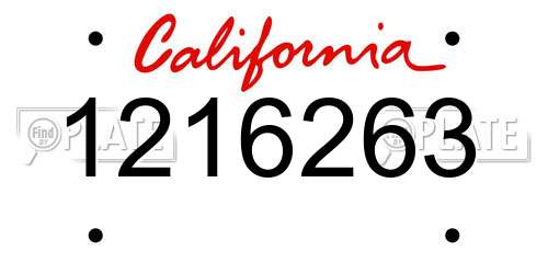 1216263 California License Plate