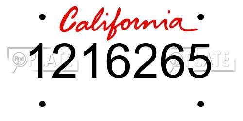 1216265 California License Plate