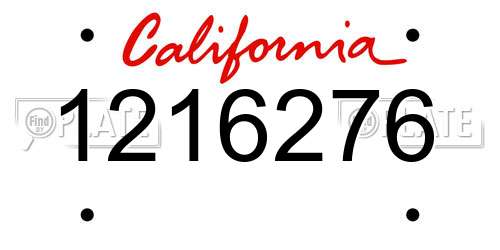 1216276 California License Plate