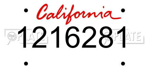 1216281 California License Plate