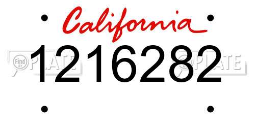 1216282 California License Plate