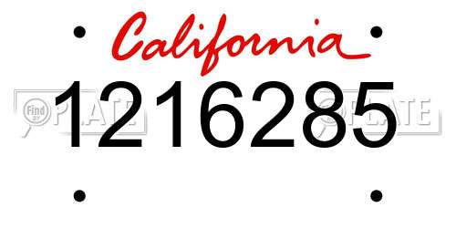 1216285 California License Plate