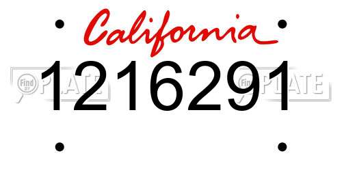1216291 California License Plate