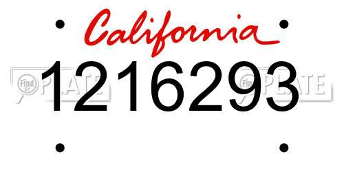 1216293 California License Plate