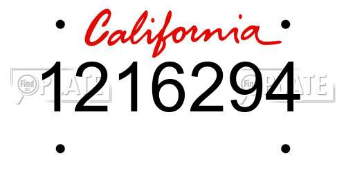 1216294 California License Plate