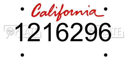 1216296 California License Plate