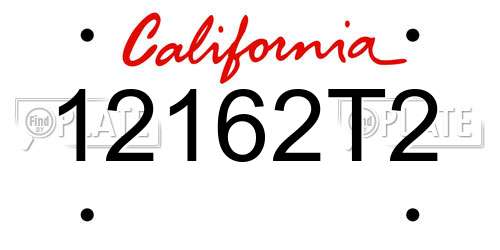 12162T2 California License Plate