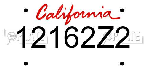 12162Z2 California License Plate