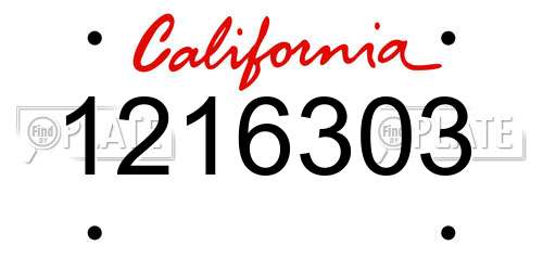 1216303 California License Plate