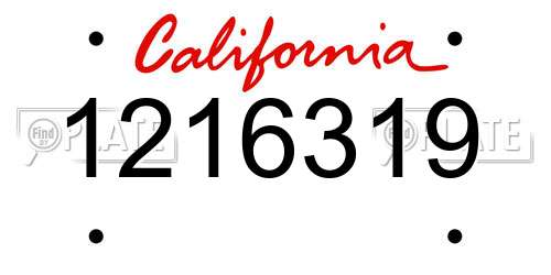 1216319 California License Plate