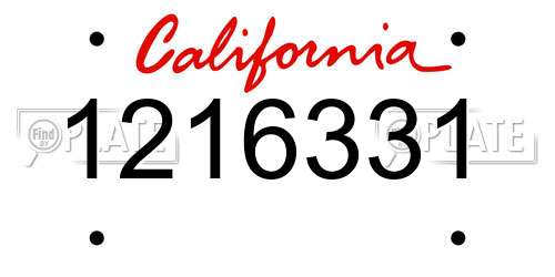 1216331 California License Plate