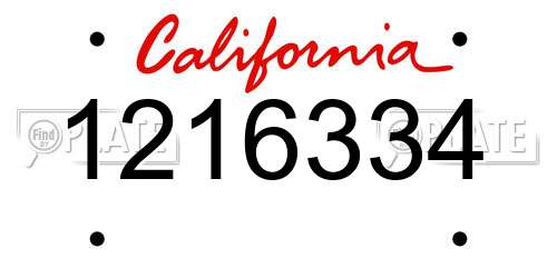 1216334 California License Plate
