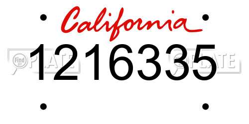 1216335 California License Plate