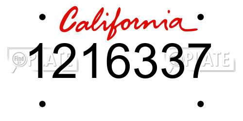 1216337 California License Plate