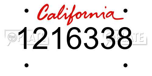1216338 California License Plate