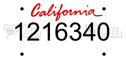 1216340 California License Plate
