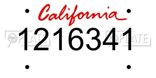 1216341 California License Plate