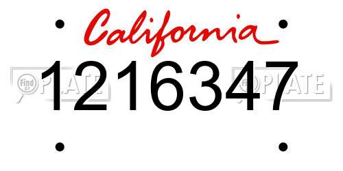 1216347 California License Plate