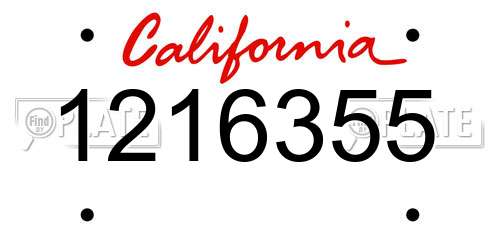 1216355 California License Plate