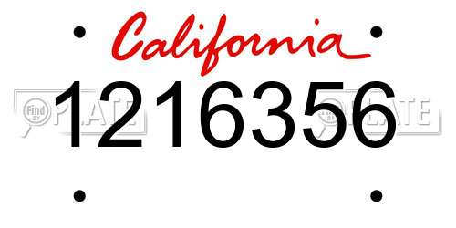 1216356 California License Plate