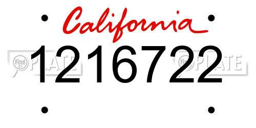 1216722 California License Plate