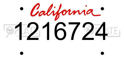 1216724 California License Plate