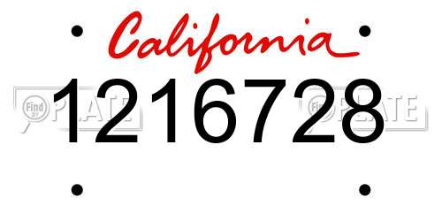 1216728 California License Plate