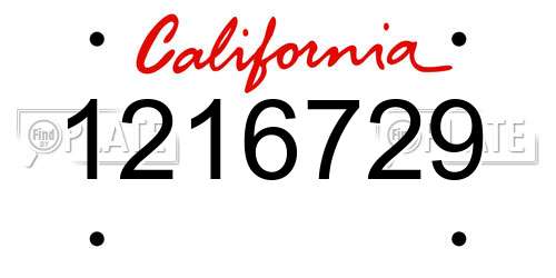 1216729 California License Plate