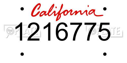 1216775 California License Plate
