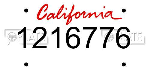 1216776 California License Plate