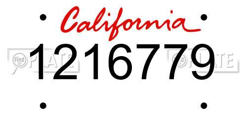 1216779 California License Plate