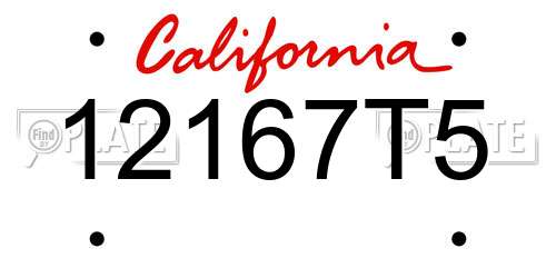 12167T5 California License Plate