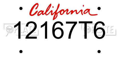 12167T6 California License Plate