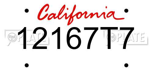 12167T7 California License Plate
