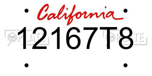 12167T8 California License Plate