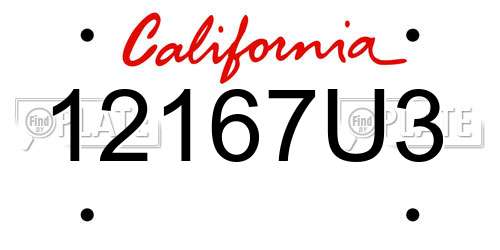 12167U3 California License Plate