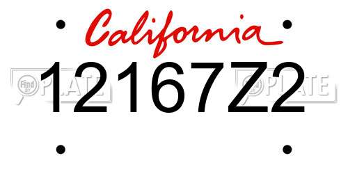 12167Z2 California License Plate