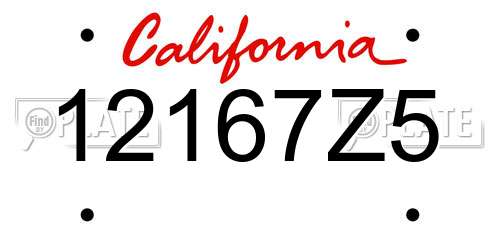 12167Z5 California License Plate