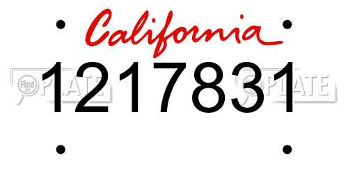 1217831 California License Plate