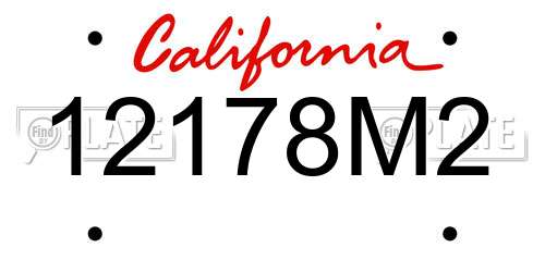12178M2 California License Plate