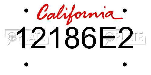 12186E2 California License Plate