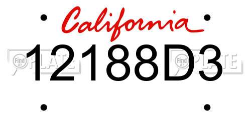 12188D3 California License Plate