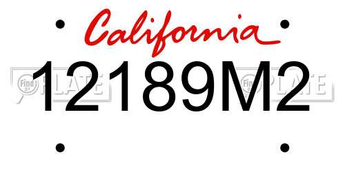 12189M2 California License Plate