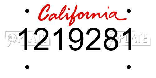 1219281 California License Plate